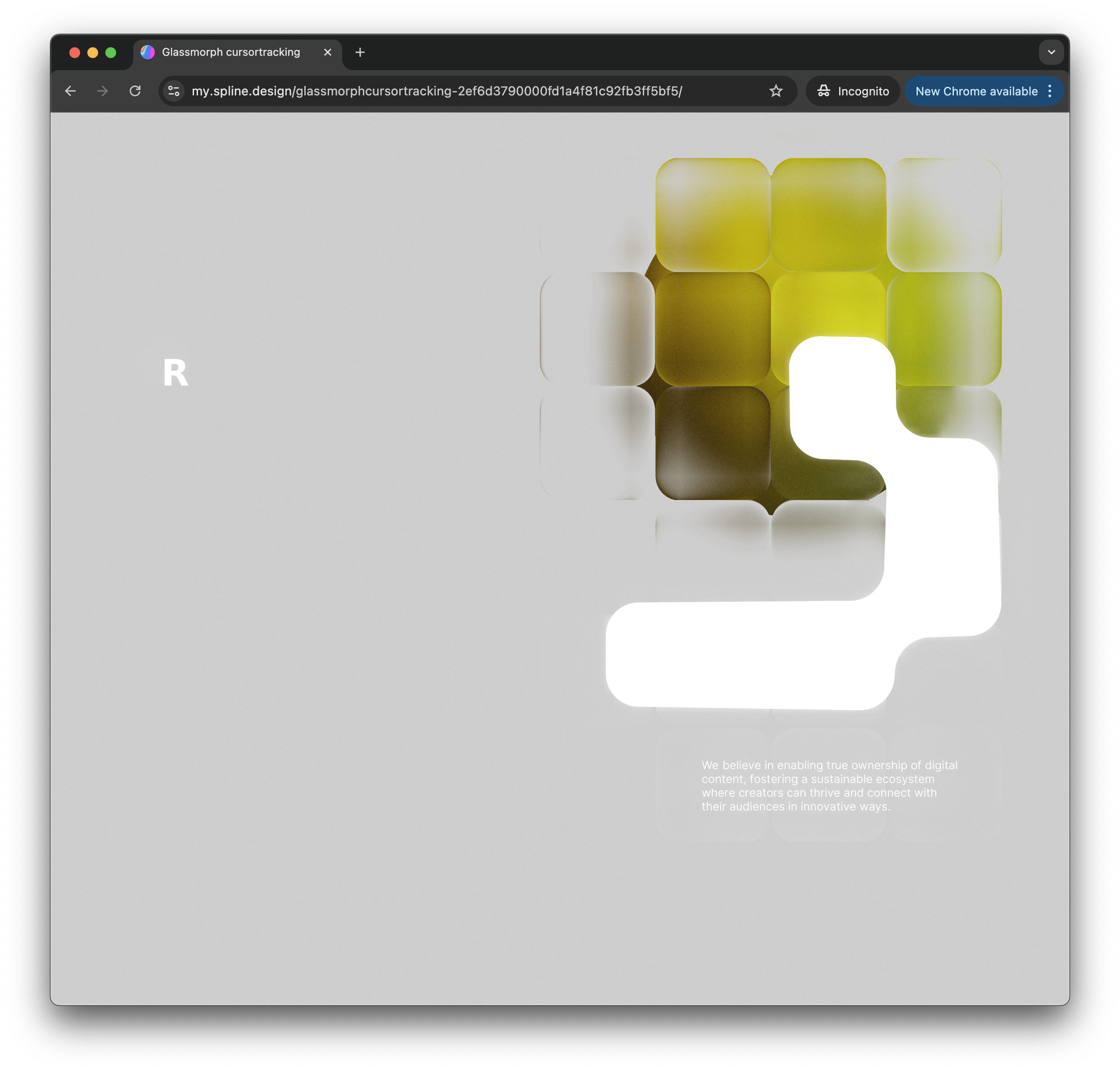 Screenshot of glassmorphism demo with cursor tracking